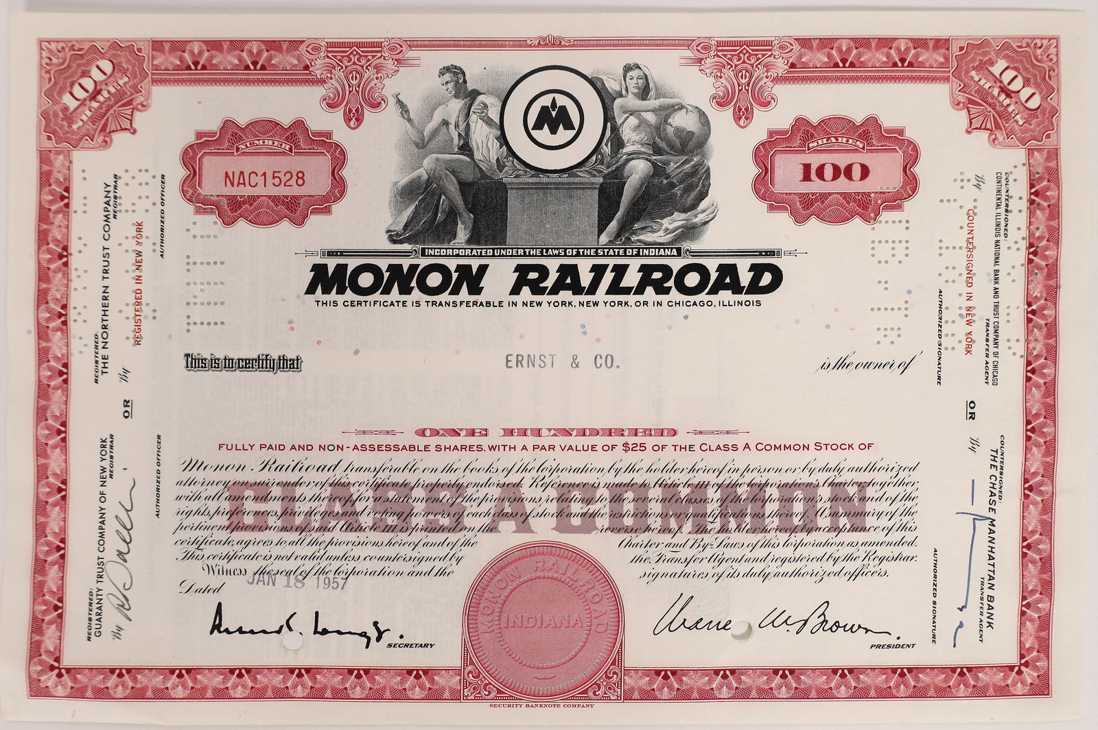 Monon RR Stock 1957     [176001] (1 of 1)