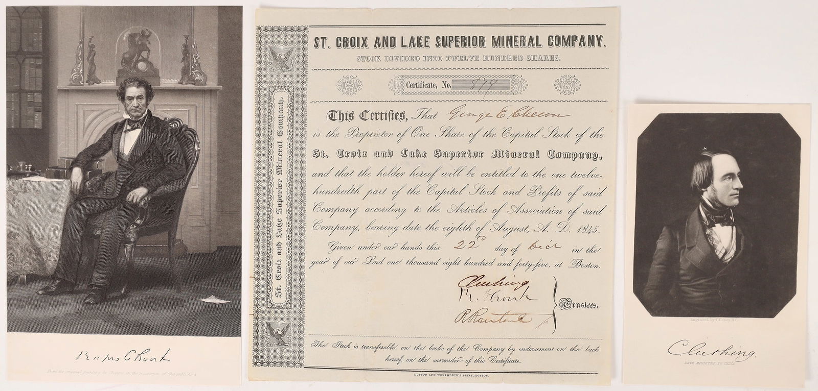 St. Croix & Lake Superior Mineral Co., 1845, Autographs [169062] (1 of 1)