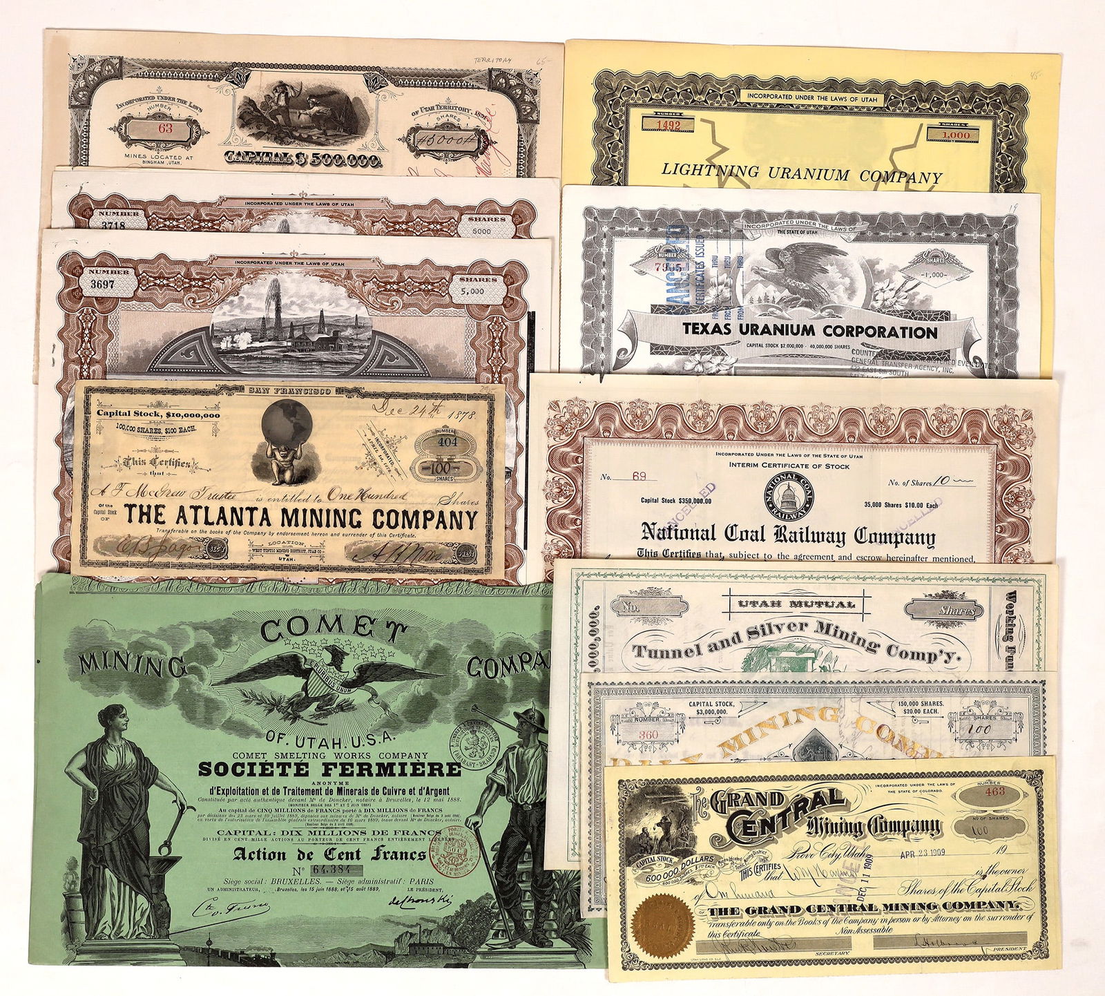 Utah Mining Stock Collection, 10 c. 1878-1968 [174674] (1 of 1)