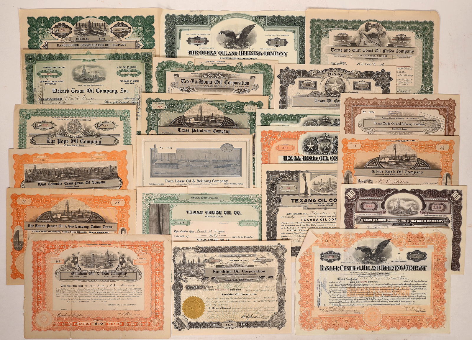 Texas Oil Stocks, 1919, 22 Different [176617] (1 of 1)