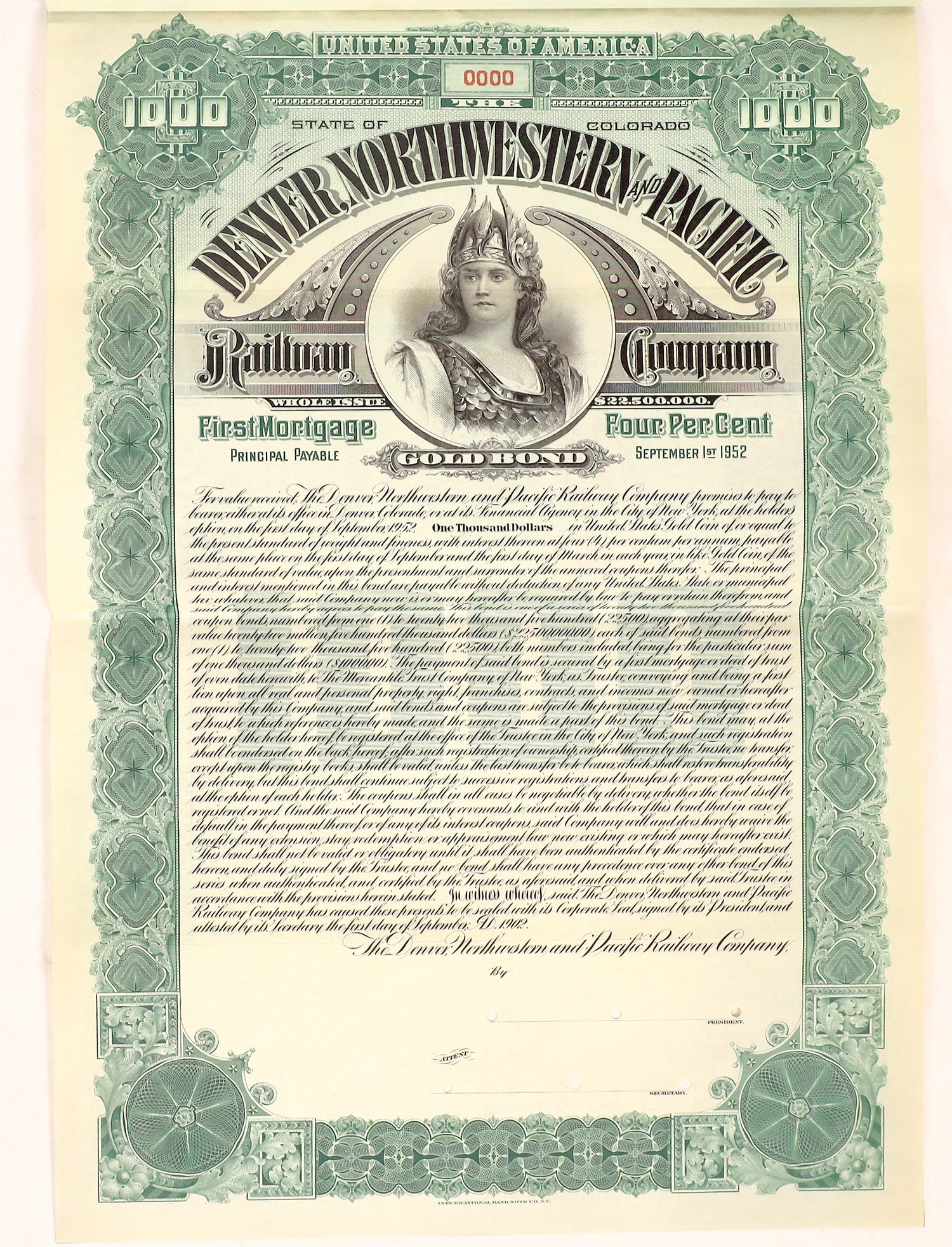 Denver, Northwestern and Pacific Railway Bond, 1902 [177030] (1 of 2)