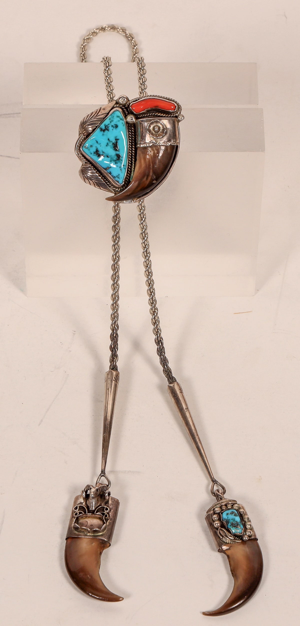 Navajo Bear Claw Bolo Tie  [179785] (1 of 5)