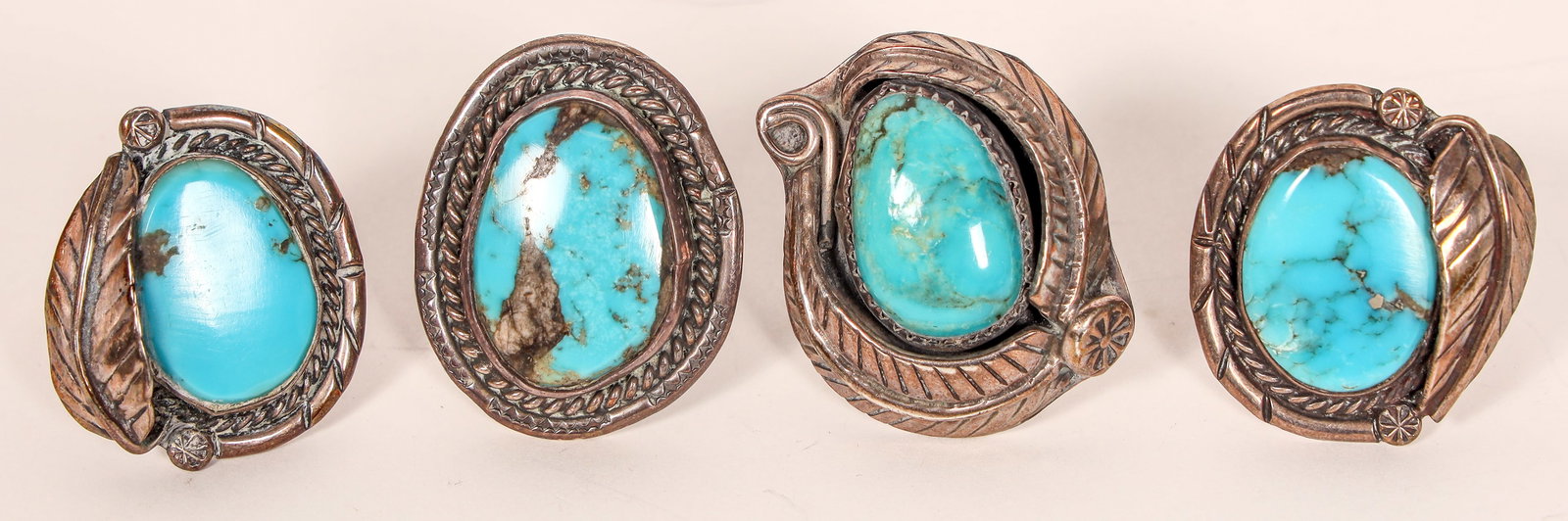 Navajo Rings, Sterling Silver and Turquoise (4)  [179792] (1 of 2)