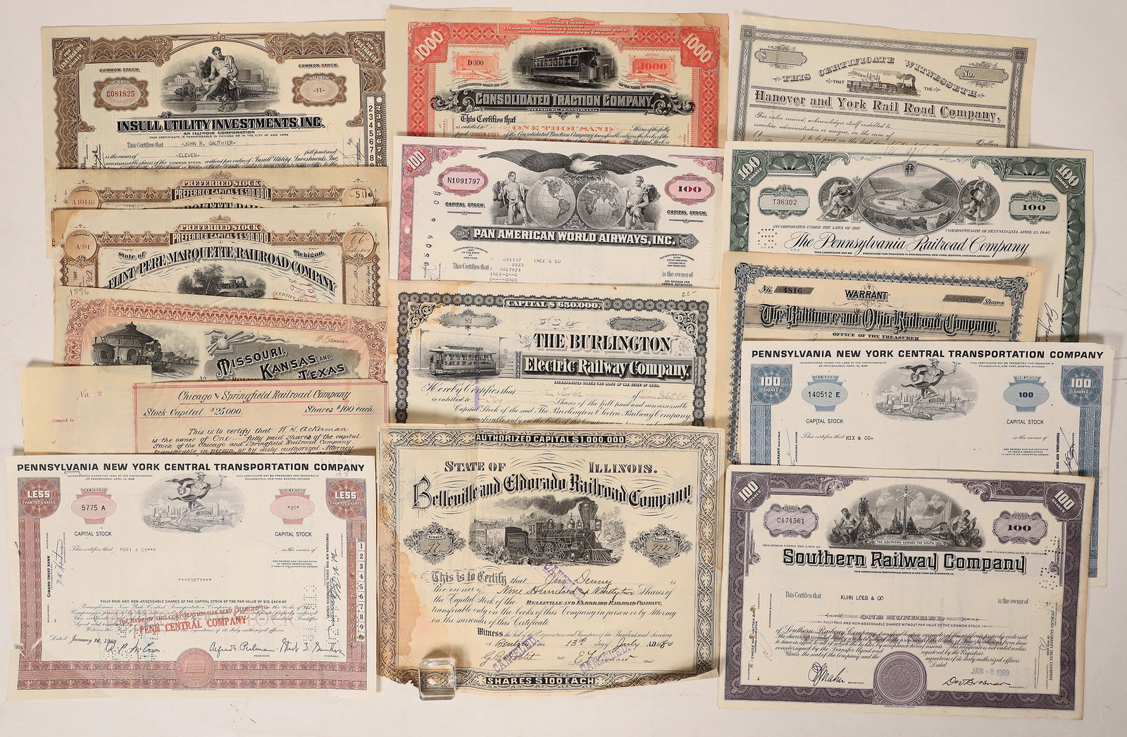 Railroad Stocks, 15 Different [183148] (1 of 1)