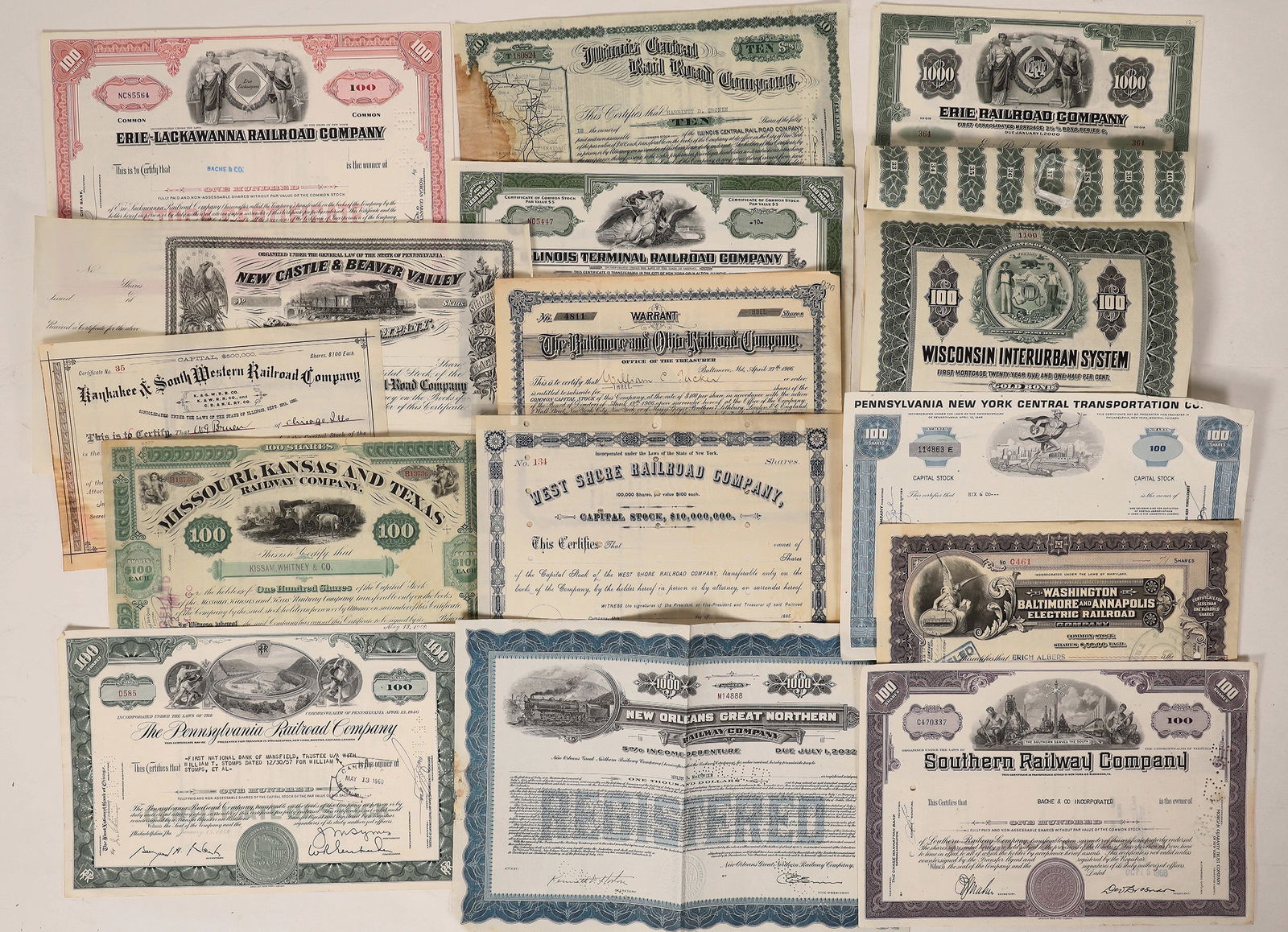 Railroad Stocks, 15 Different [183152] (1 of 1)