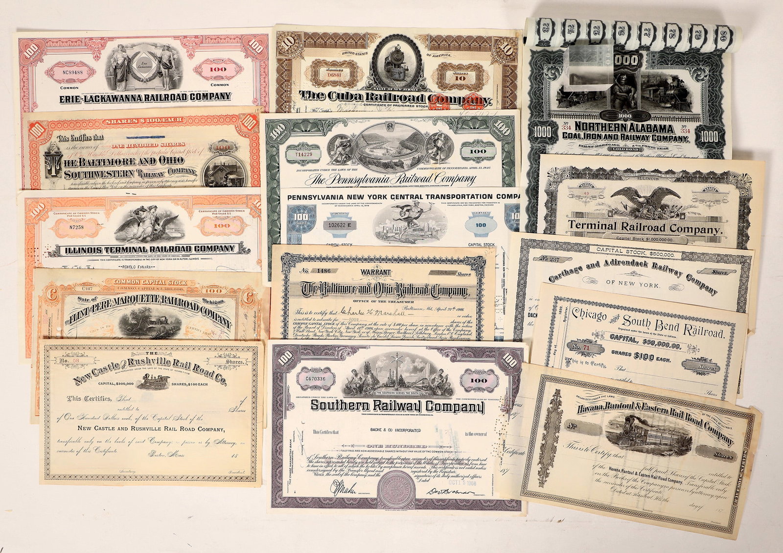 Railroad Stocks, 15 Different [183154] (1 of 1)