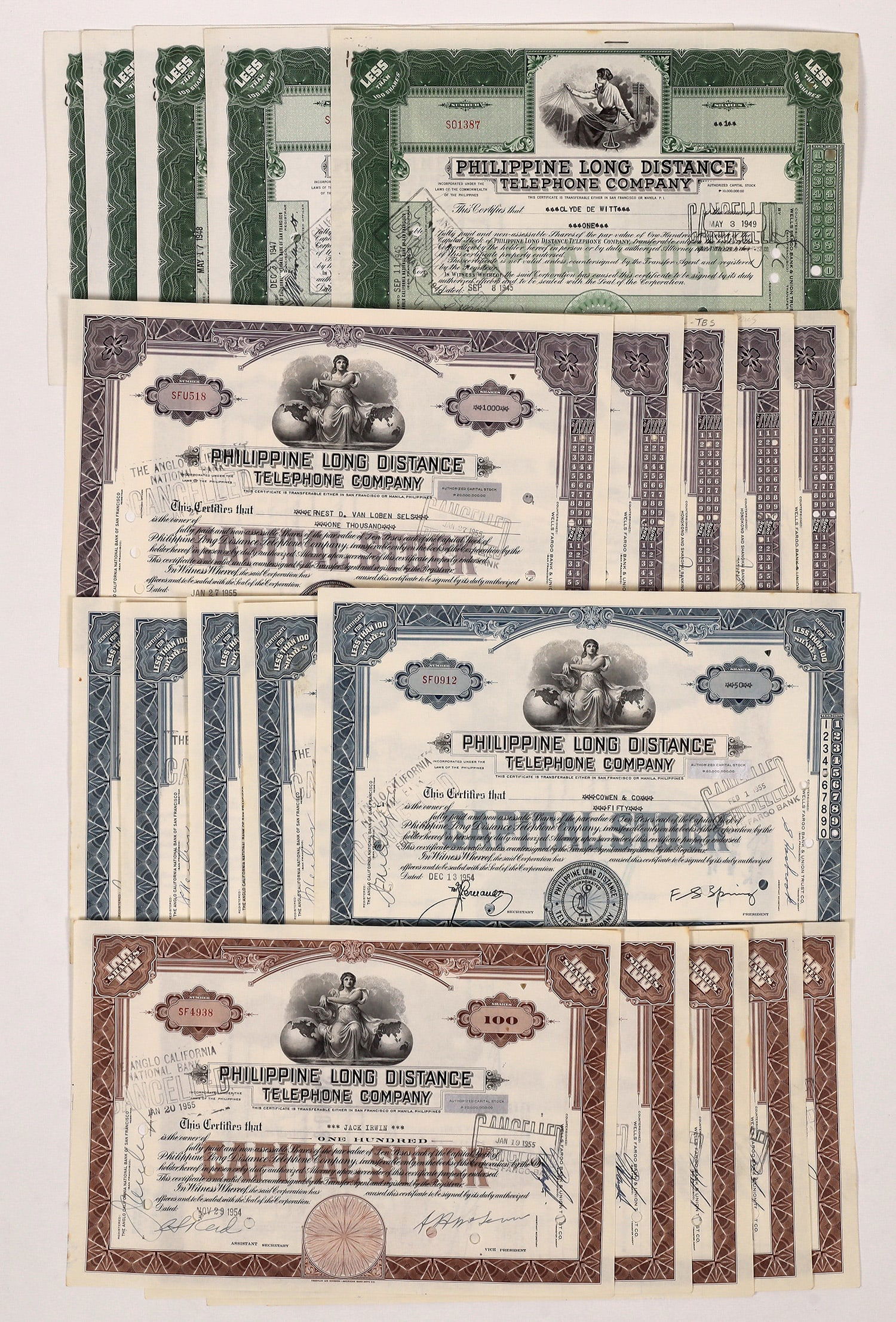 Philippine Telephone Stocks c1945 (20) [176822] (1 of 1)