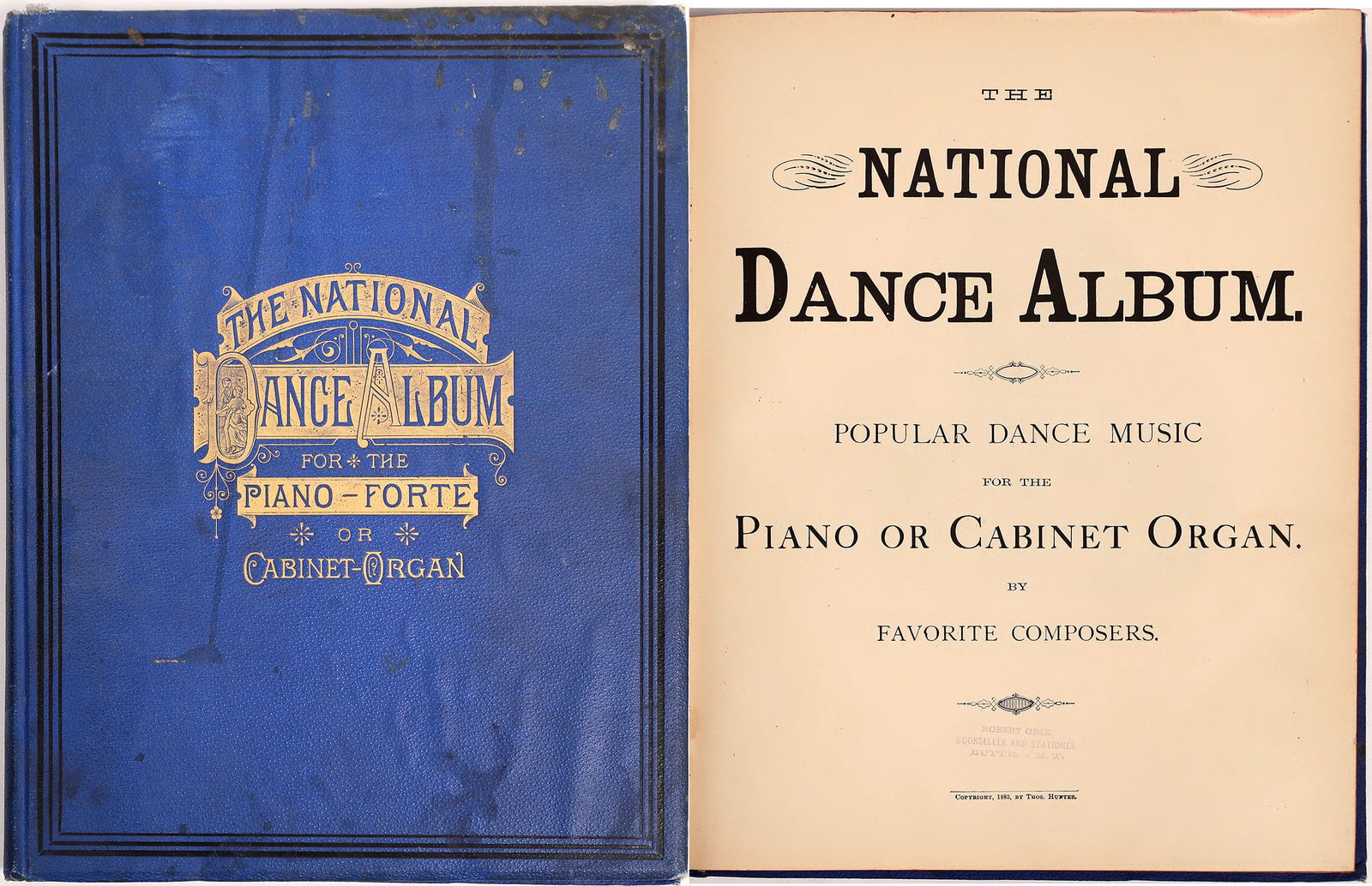National Dance Album for the Piano Forte or Cabinet-Organ by Hunter [184515]: Music and biographical info on famous composers. 1883, 207pp plus ads.