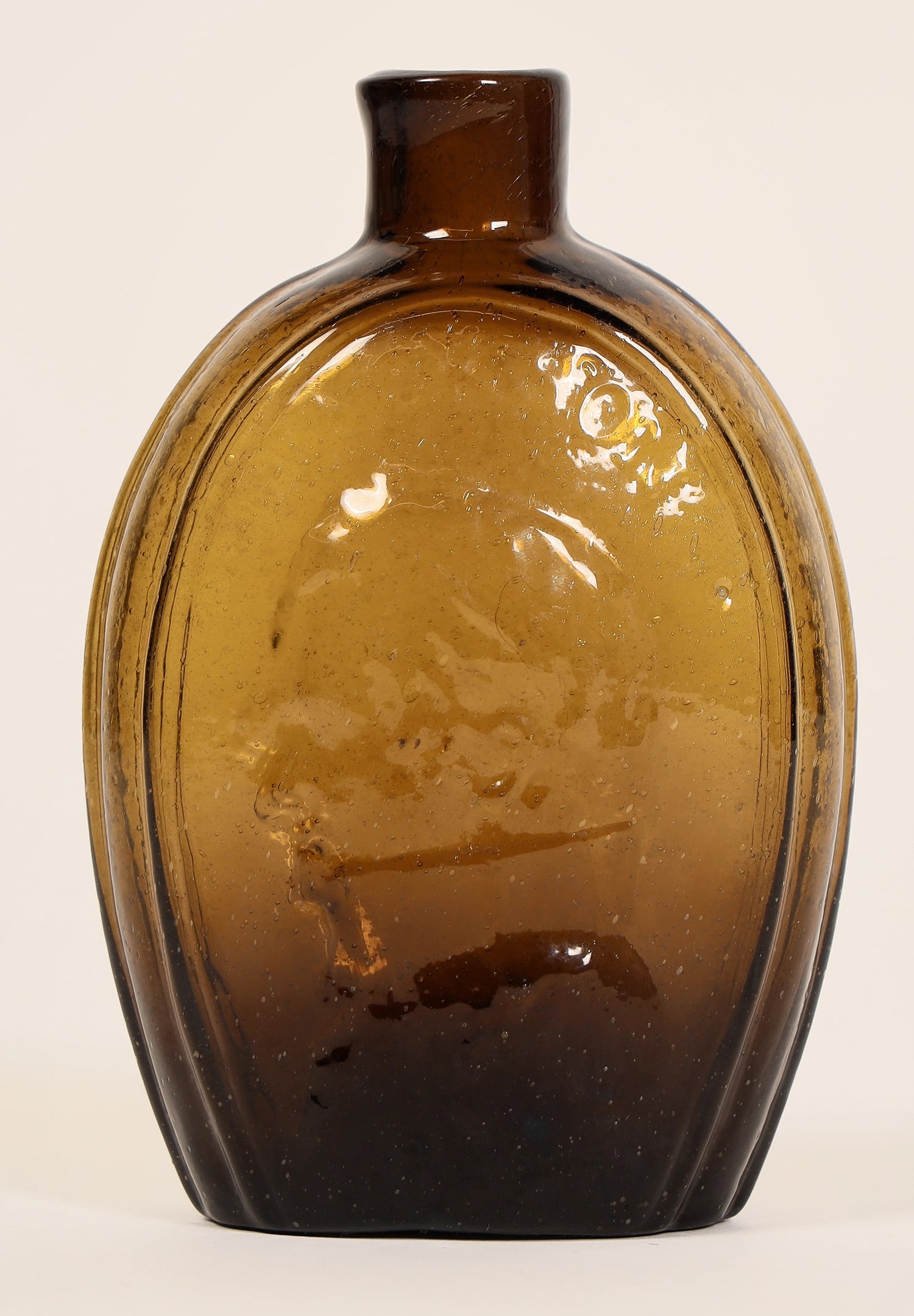 Hist. Flask, Washington and Jackson Heads, Olive Green [184941] (1 of 6)