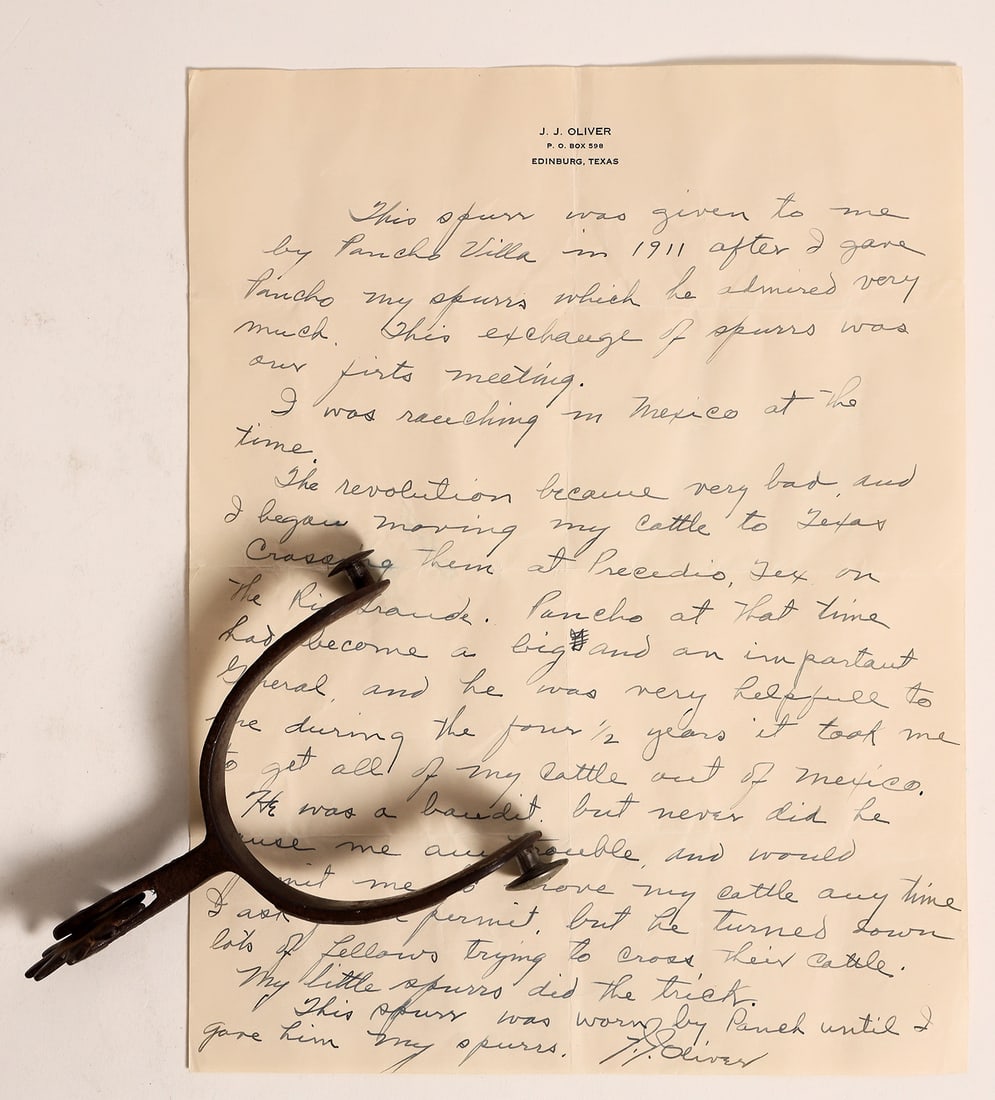 Pancho Villa Spur-Gifted 1911 w/ Letter from Recipient/Friend [183789] (1 of 5)