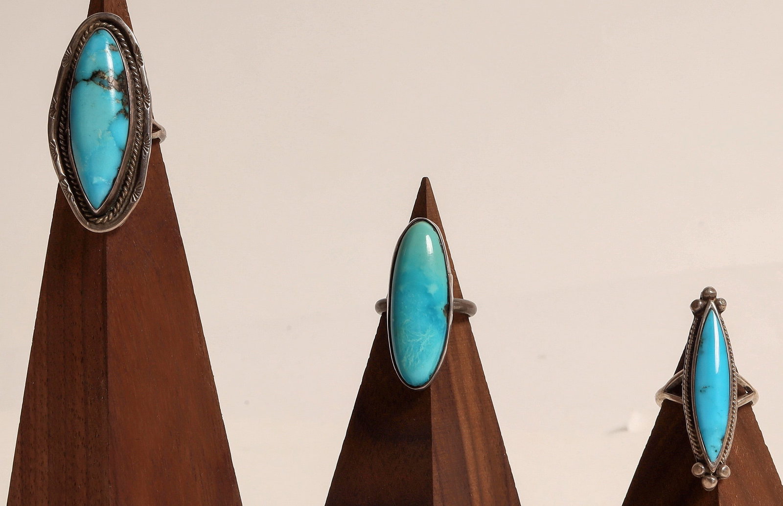 Elongated Turquoise Silver Rings (3) [186442] (1 of 5)