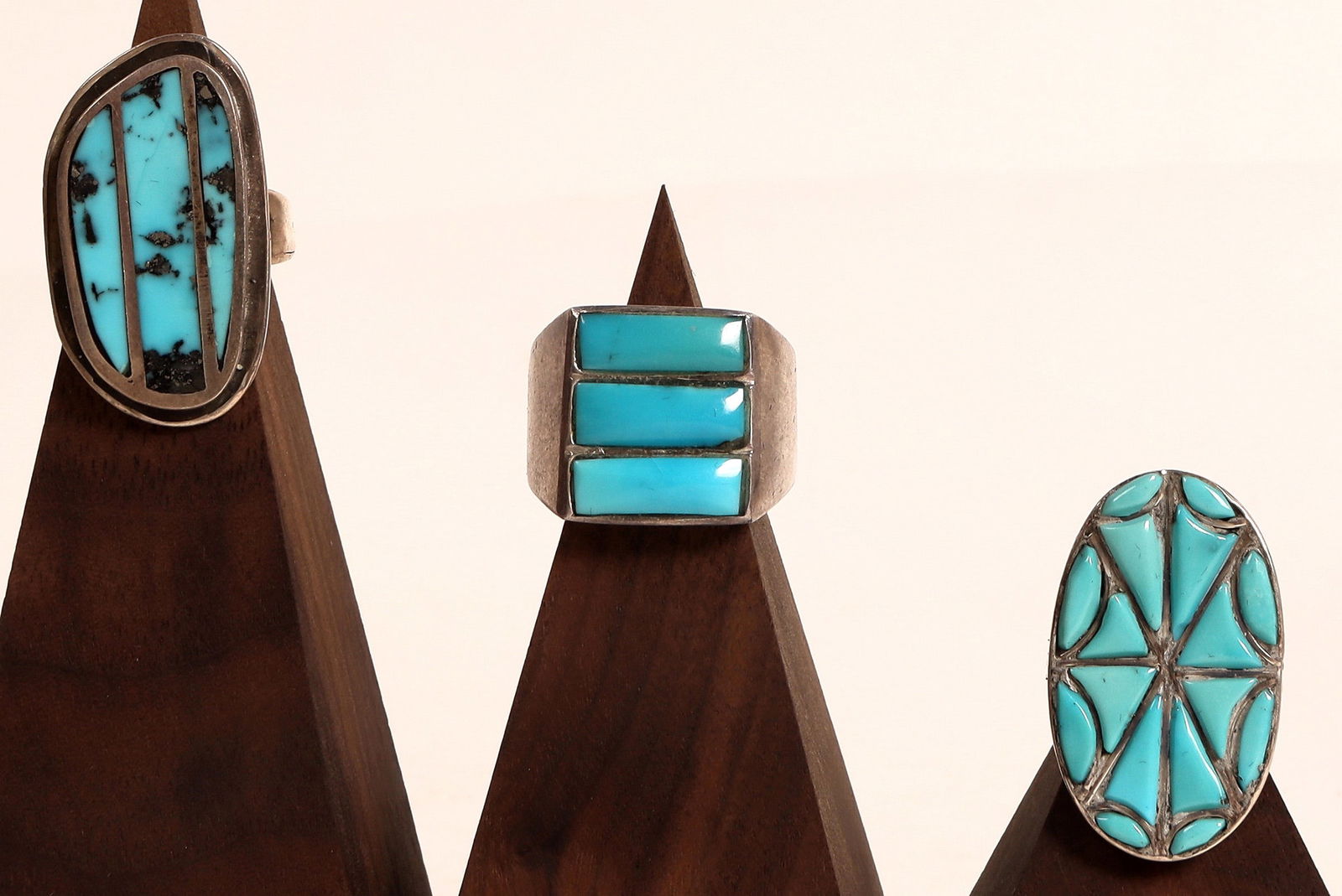 Zuni Channel Turquoise and Silver Women's Rings (3) [186097] (1 of 5)