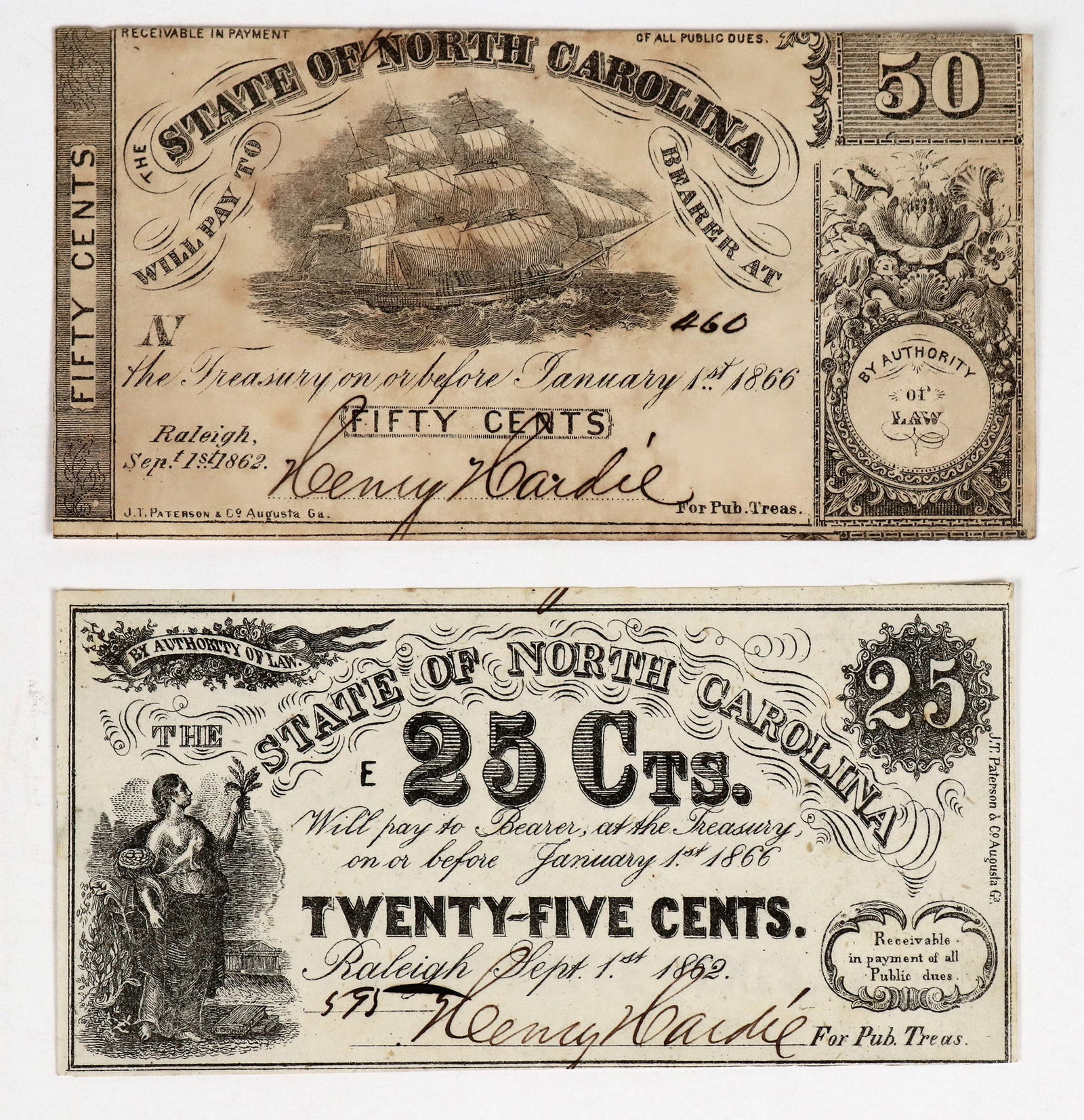 North Carolina Confederate Currency Cr-100, 102 (2) [185834] (1 of 2)