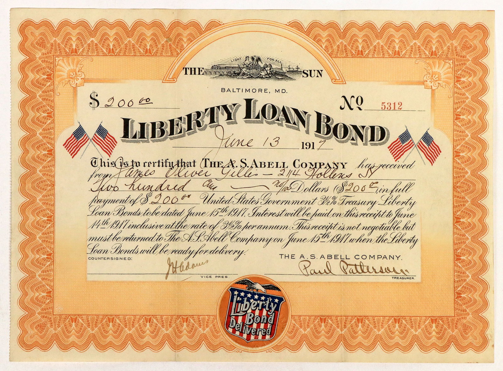 LIberty Loan Bond of 1917 $200 [186398] (1 of 1)
