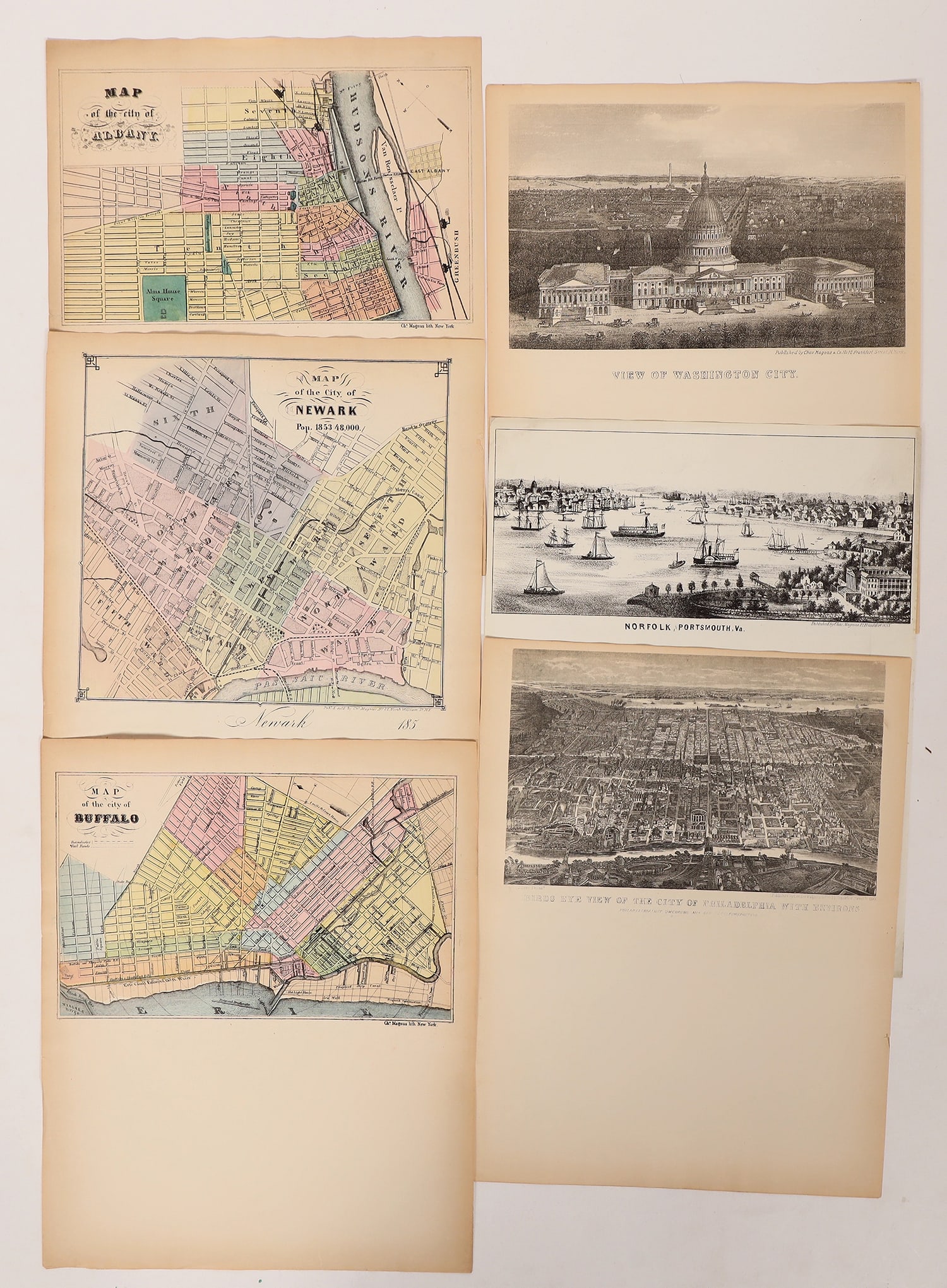 Magnus Charles: Wood Engravings Cities / Maps 6 Prints [179311] (1 of 4)