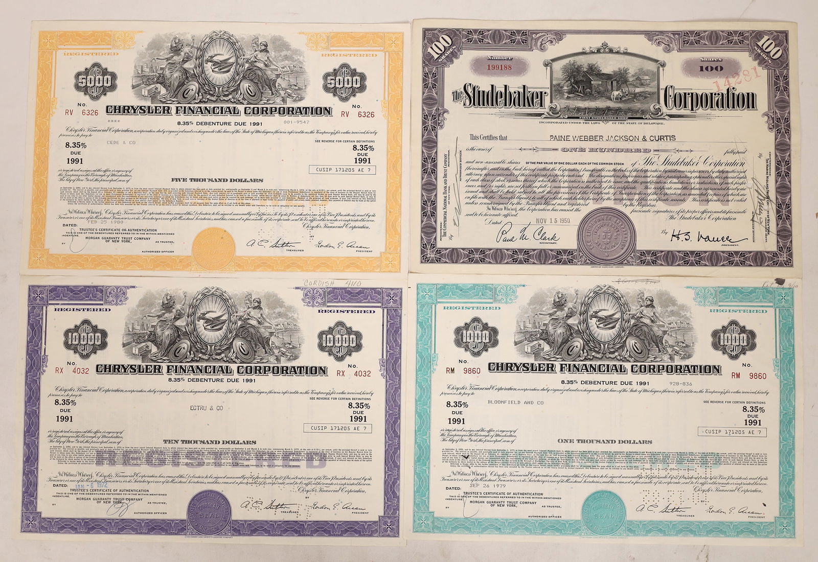 Automobile Stock Certificates (4) [177961] (1 of 1)