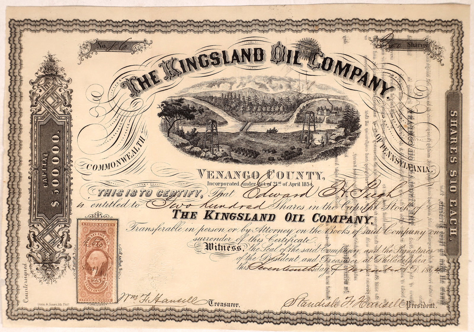 Kingsland Oil Stock 1864 [177146] (1 of 1)