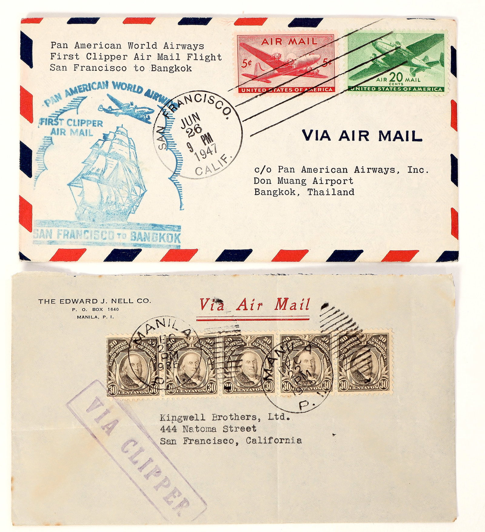 U.S. Comm. Covers - 1st Flight Air Clipper 1936-47  (2) [186978] (1 of 1)