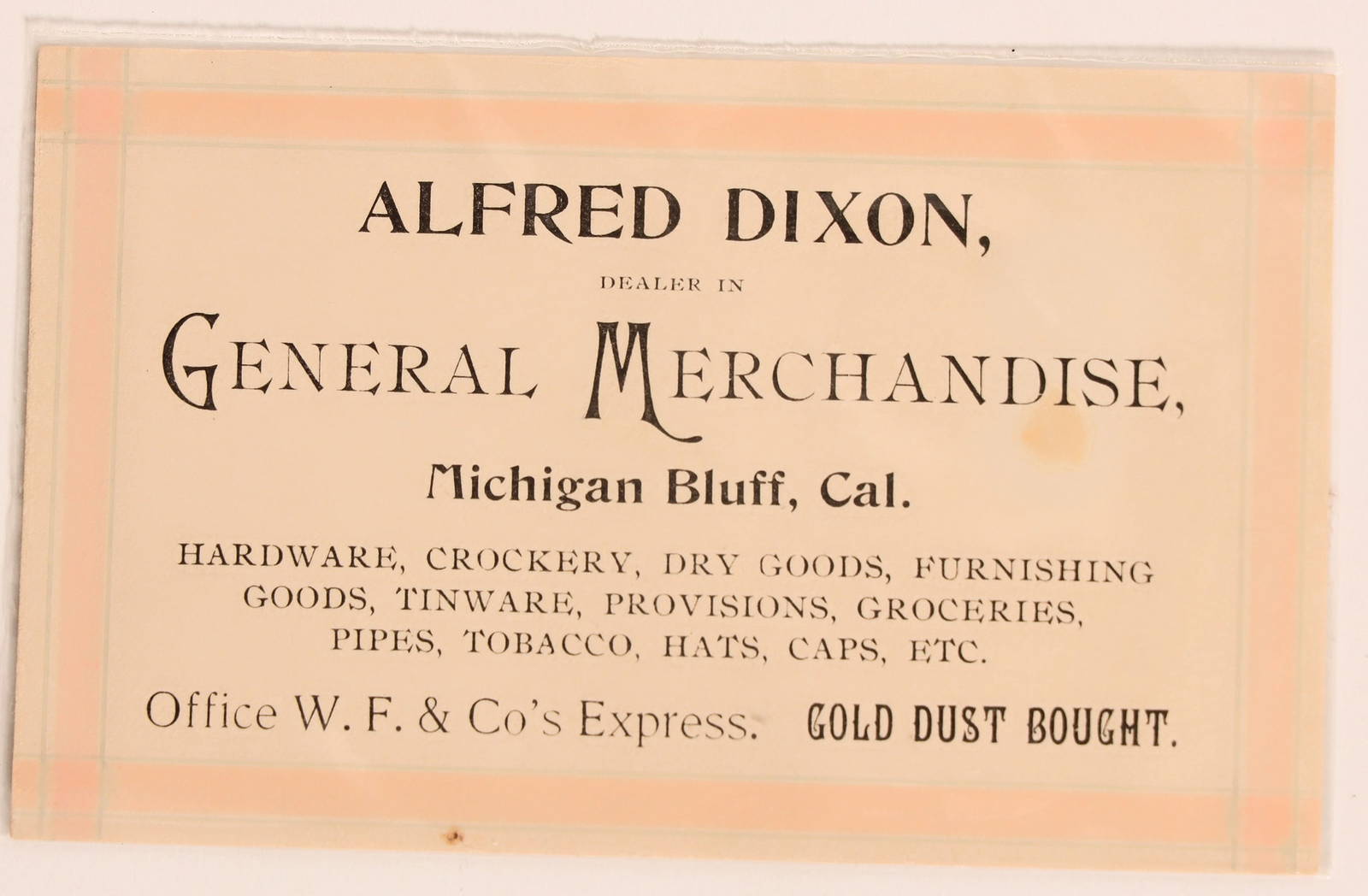 Wells Fargo & Co. Express Gold Dust Bought Business Card [182005] Auction
