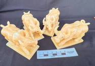 Yellow Onyx Carved Water Buffalos (4) [172009]