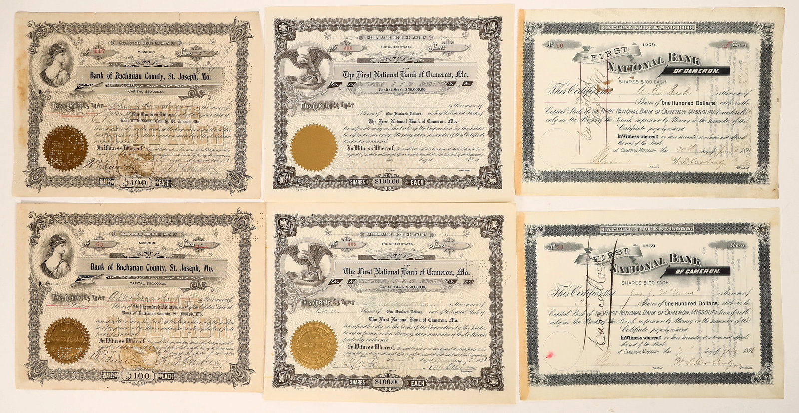 Bank Stocks Missouri c1890-1938 (6) [187625] (1 of 1)