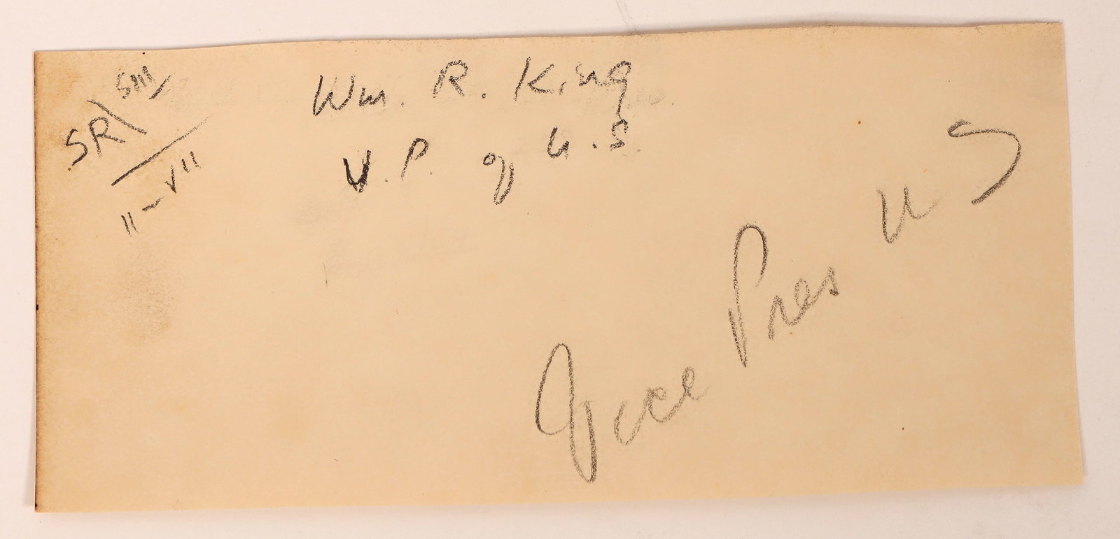 VP William R. King Autograph [183259]: Authenticated, undated autograph cut signed "William R. King of Alabama." King was the 13th vice president of the United States who remained in office from March 4, 1853 until his death on April 18, f