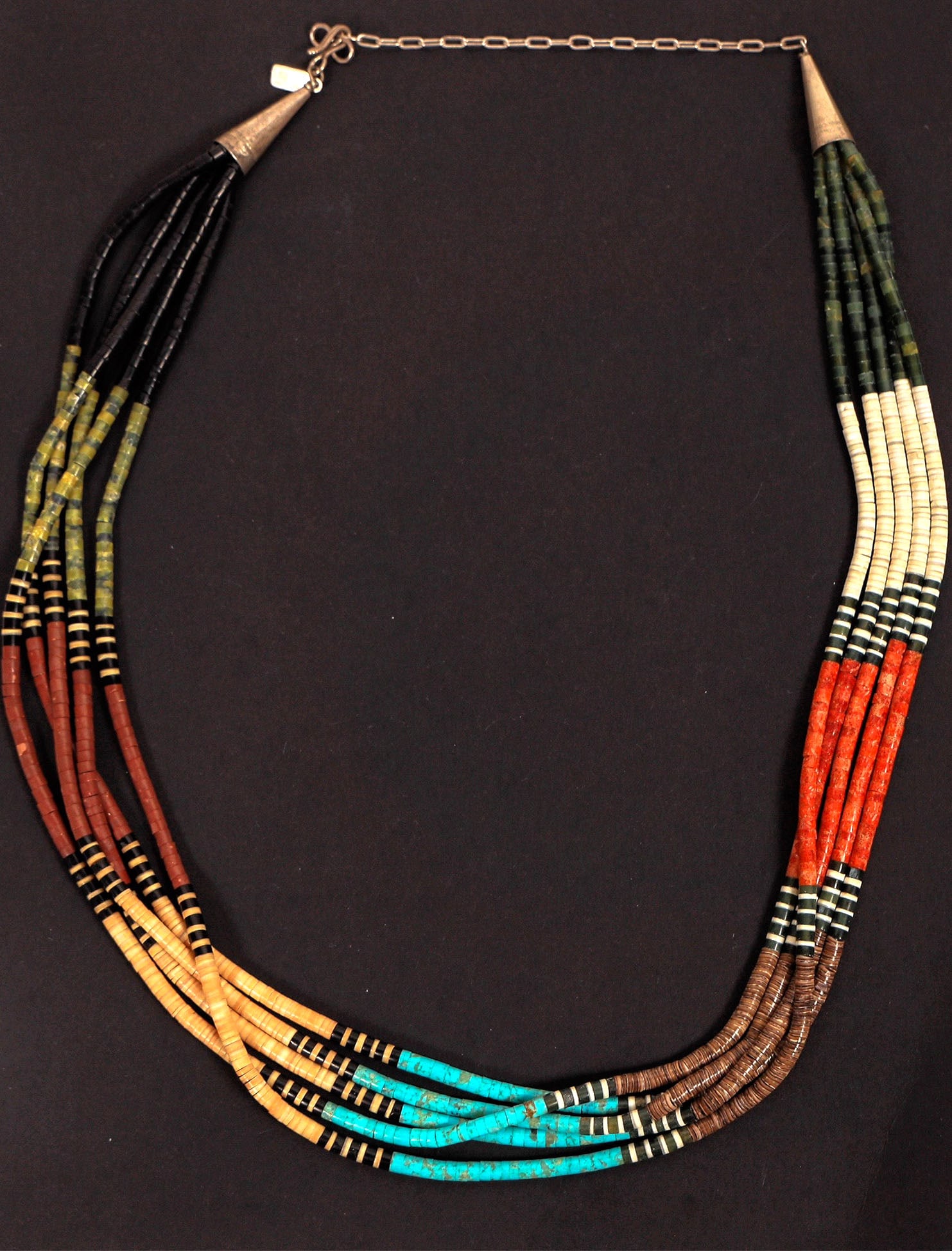 Native American Heishi Necklace with Silver and Shell Beads [189320] (1 of 1)