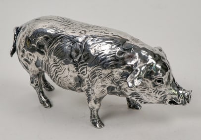Cast Silver Pig (102t oz, 999 fine) 25th Nugget Rib Cook Off, 2013 [190387]