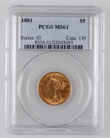 Liberty Head $5 Gold: 1881 MS 61 [190056]