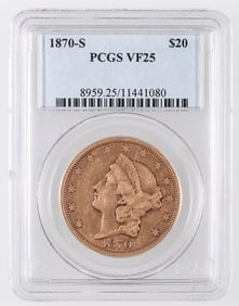 Liberty Head $20 Gold: 1870-S  VF 25 [189919]