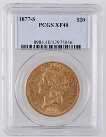 Liberty Head $20 Gold: 1877-S XF 40 [189996]