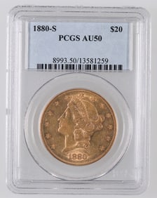 Liberty Head $20 Gold: 1880-S AU 50 [189989]