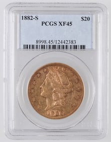 Liberty Head $20 Gold: 1882-S XF 45 [189993]
