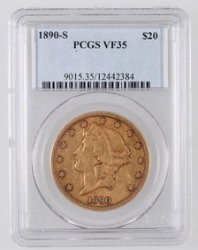 Liberty Head $20 Gold: 1890-S VF 35 [189983]