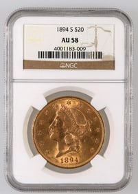 Liberty Head $20 Gold: 1894-S AU 58 [189902]