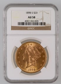 Liberty Head $20 Gold: 1898-S AU 58 [189905]