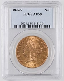Liberty Head $20 Gold: 1898-S AU 58 [189985]