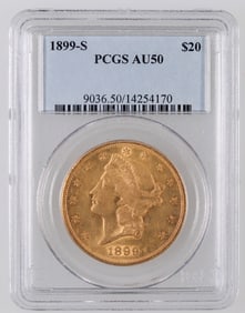 Liberty Head $20 Gold: 1899-S AU 50 [189992]