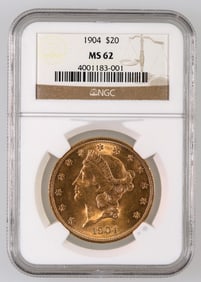 Liberty Head $20 Gold: 1904 MS 62 [189903]
