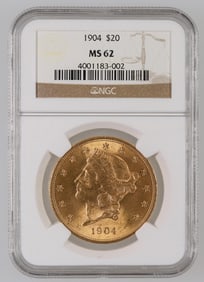 Liberty Head $20 Gold: 1904 MS 62 [189906]