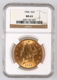 Liberty Head $20 Gold: 1904 MS 63 [189901]