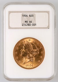 Liberty Head $20 Gold: 1904 MS 64 [189896]