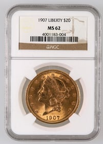 Liberty Head $20 Gold: 1907 MS 62 [189900]