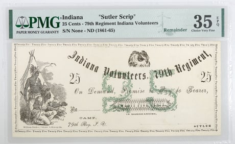 Sutler Scrip 79th Regiment Indiana Volunteers  25 Cents [188019]
