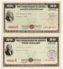 $25 & $50 U. S. Savings Bonds [186250]