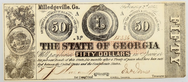 State of Georgia $50 1863 Cr-7 [188364]
