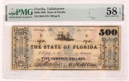 Florida CR 44 $500 Confederate Currency [185155]
