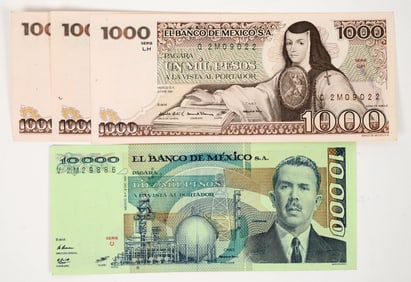 Crisp Uncirculated Mexican Currency (4) [190196]