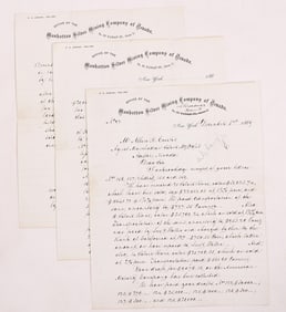 Manhattan Silver Mining Company Corporate Letter Regarding Silver Bars, 1869 [165501]