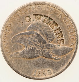G.G. Wilkins Counterstamped 1858 Flying Cent [189761]